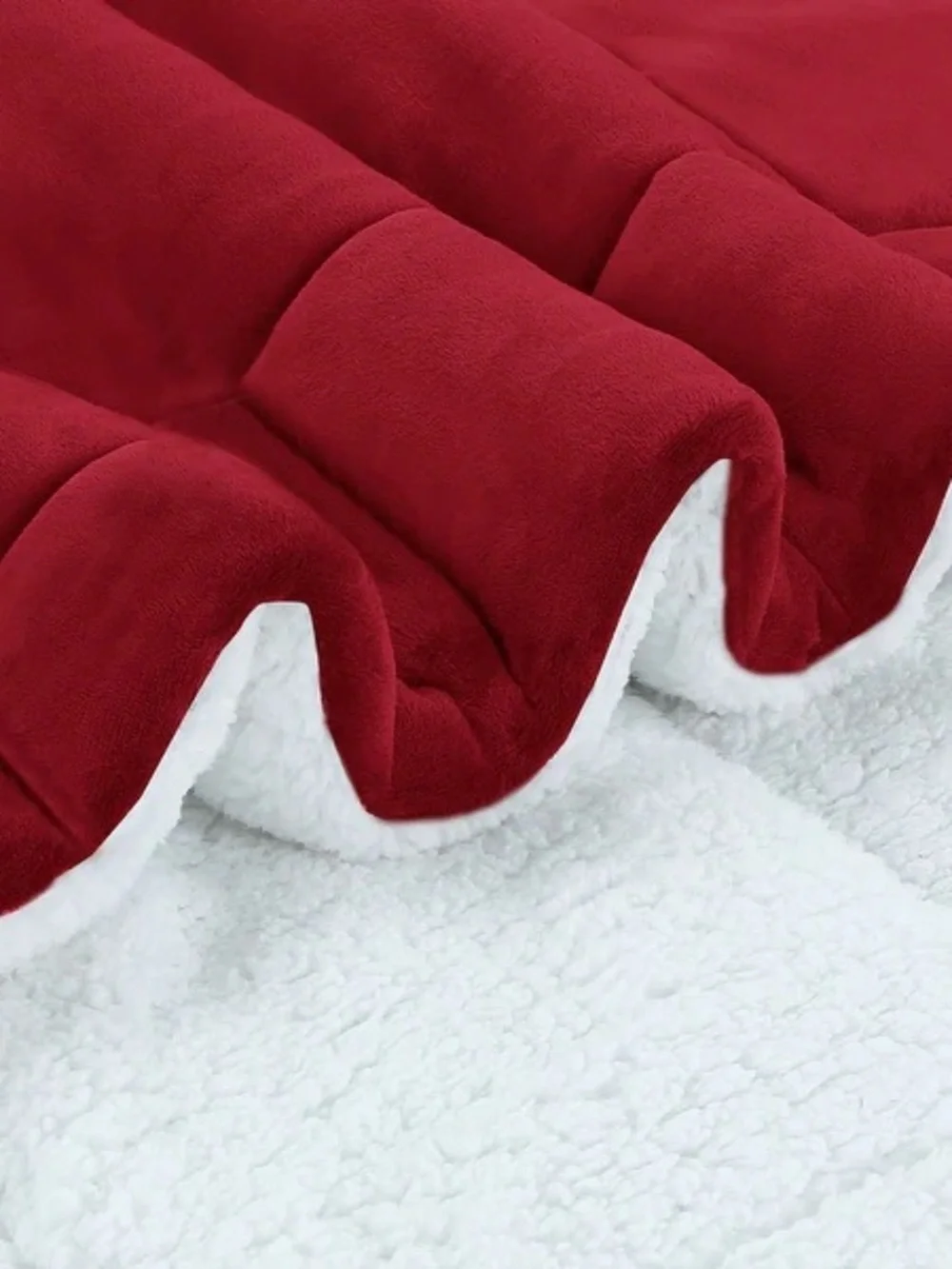 Plush Reversible Red Sherpa Queen 3 piece Comforter Set